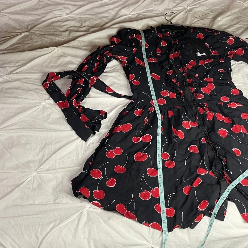 NWT The Kooples Short Cherry 🍒 Printed Black Dress Small - Picture 8 of 8